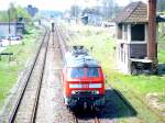 BR 218 407-5 der DB AG fhrt aus Grevesmhlen Bf  nach Bad Kleinen (05. Mai 2006)