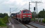Zusammen mit 212 093 fuhr 218 272 am 10.07.14 durch Roßlau Richung Wittenberg.