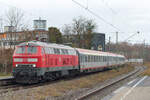 218 499 mit IC 119 Münster-Innsbruck am 04.12.2021 in Stuttgart-Bad Cannstatt.
