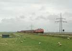 Die Schwesterlokomotiven 218 371-3 und 218 372-3 bringen am 26.08.2008 einen SyltShuttle nach Westerland.Die Aufnahme entstand kurz vor Erreichen des Hindenburgdamms.Vielen Dank an dieser Stelle an