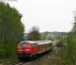 RE 4807 (Mannheim Hbf-Heilbronn Hbf) mit Schublok 218 484-4 bei der Durchfahrt Grombach 16.4.09