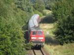 KBS 175, Diesellok BR 218 105 schiebt RE 21623 bei km 38,4 nach Bad Kleinen 05.09.2008
