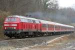 Die 218 139-4 zieht die RB23 von Euskirchen nach Bonn in Witterschlick ein am 25.02.2011