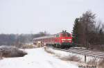 218 455 mit einem RE von Hannover nach Bad Harzburg bei Salzgitter-Ringelheim am 26.01.2013.
