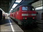 218 410 als Schiebelok am IRE 19937 nach Crailsheim am 26.07.07 in Stuttgart Hbf.