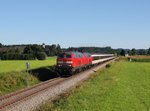 Die 218 421 und die 218 426 mit einem Umgeleiteten EC am 13.08.2016 unterwegs bei Kißlegg.