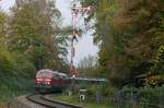 Gleisdreieck Lindau - Auf Grund von Gleisbauarbeiten auf dem Bodenseedamm entfiel am 29.10.2016 der Halt in Lindau Hbf, weshalb 218 465-3 und 218 421-6 den aus München kommenden und nach