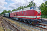 Der „Ostsee-Express Dampflokfreunde Berlin“ mit Lok 119 158 (U-Boot) f�r die R�ckfahrt im Ostseebad Binz abgestellt. - 04.07.2026
