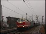 Einfahrt von 119 158-4 mit einem Sonderzug aus Berlin am 28.02.2009 in Chemnitz Hbf.