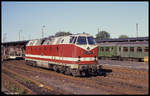 119158 rangiert hier am 16.9.1990 im damaligen DDR Grenzbahnhof Oebisfelde.