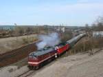 berfhrung von 220 295 und 219 084-1 am 30.03.2008, von Weimar nach Erfurt, 219 084-1 als Tfz weiter nach Arnstadt