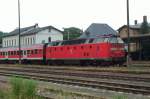 Diesellok 219 073 im Bahnhof Greiz Sommer 2002