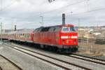 Fuballsonderzug von Jena nach Chemnitz hier bei der Rangierfahrt zur Abstellung, 219 084 schiebt nach.