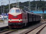 Die 119 158 fuhr,am 23.Juli 2016,mit dem Sonderzug Binz-Berlin Schöneweide,durch Bergen/Rügen nach Hause.Mit einem Gruß vom Lokführer,aus dem Signalhorn, verabschiedete sich der