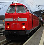 219 084-1 am 29.11.2014 in Erfurt Hbf vor einem Sonderzug nach Quedlinburg.