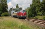 V 200 116 mit Sonderzug nach Berlin am 18.06.2009 hat gerade den Mittellandkanal bei Peine berquert  