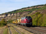 V 270.10 der SGL mit einem Bauzug in Richtung Würzburg.(Thüngersheim 16.9.2018).