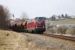 V270.10 (221 124) der SGL am 23.3.13 beim Schottern in Gebenbach nach Hirschau