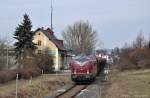 V270.10 (92 80 1221 124-1 D-SGL) mit Schotterzug 92188 am 23.03.2013 in Amberg-Neumhle (Strecke Amberg - Schnaittenbach)