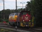 D23 (270 011-6) und D20 (ehemalige DB 221 147-2) der Bentheimer Eisenbahn AG auf Bahnhof Bentheim Nord am 11-7-2012.