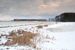 223 101-7 alias 270080 mit dem Containerzug aus Wiesau bei Oberteich, 04.01.2017