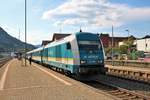 Die Länderbahn ALEX Siemens Eurorunner 223 061 mit dem ALEX nach München am 29.08.18 in Immenstadt