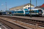Zwei Alex-Züge im Bahnhof Schwandorf am 19.07.2025