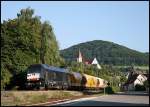 ER 20-009 zog am Abend des 30.08.2008 den Josera-Zug in Richtung Crailsheim. Hier hat er gerade den Bahnhof Unterkochen durchfahren.