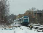 Und diesmal fhrt der ALEX von Hof Richtung Mnchen durch Oberkotzau. Auch hier ist es unbersehbar Winter am 05.Januar Zwanzigzehn. Auch der mitgefhrte Dosto-Wagen zeigt sich deutlich. Wieder war 223 071 am Zuge.