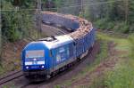 253 014 PRESS mit NACCO Holzzug auf der Nrnberger Ringbahn am 21.09.2013.