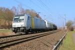 Nettes Doppel. 185 681-4 mit 223 154-6 als Wagenlok und Autotransportzug in Fahrtrichtung Süden. Aufgenommen in Wehretal-Reichensachsen am 08.03.2014.