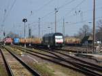Am 30.03.2014 kam 246 011 mit einem leeren Holzzug durch Stendal und fuhr in Richtung Berlin.Am Schluss des Zuges hing 223 005 (ER 20 005).