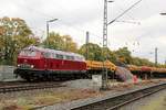 Am 15.10.2019 bekam ich vom Gelände der Eisenbahnfreunde Lengerich aus die im Bau Zug Dienst eingesetzte EfW Lok 215027-4 vor die Linse. Die Lok trägt seitlich aber noch die ex DB Nummer mit 225027-4, was sie als umgebaute 215 kennzeichnet. Ansonsten ist die Lok, wie man sehen kann, nahezu im Ursprungszustand hervorragend aufgearbeitet und hergerichtet worden.