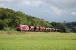 225 081-9 zog am 04.09.07 einen Schotterzug (Zugnummer: 63864) von Ulm Rbf nach Aalen, hier in der Nhe von Knigsbronn, an der Brenzbahn aufgenommen.