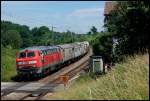 Die 225 078 und 225 007 waren am 22.Juni 2008 mit einem Unkrautsprtizzug in Richtung Aalen/Schwbisch Gemnd unterwegs. Aufgenommen zwischen Goldshfe und Hofen(b.Aalen).