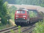 225 117-1 zieht Gterzug die Steigung bei Botzelaer/Gemmenich hoch in Richtung Aachen-West.