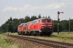 225 809, 003 und 233 596 als Lokzug Richtung Burghausen am 04.06.2009 in Tling.
