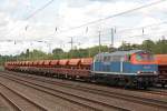 NbE Rail 225 071 am 19.8.13 mit ein paar Flachwagen bei der Ankunft in Düsseldorf-Rath.Der Zug fuhr nach dem Kopf machen nachj Essen-Werden zur Baustelle.