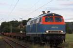 NbE Rail 225 071 schiebt am 19.8.13 ihren Bauzug nach Essen-Werden.