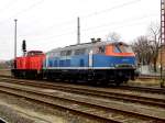 18.03.2016 fuhren die 203 111-0 von der EBM und die 225 071-0 von der NBEG von Stendal in Richtung Magdeburg .