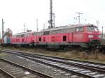 Am 01.12.2012 standen eine 212 der NBE (Nordbayerische Eisenbahn) und 225 002 mit 225 006 in Stendal abgestellt.