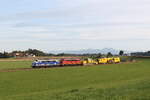 NOHAB My 1149 (227 008) und My 155 (227 008) mit einem Bauzug aus Traunstein kommend am 11. Oktober 2021 kurz vor Hörpolding.