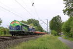 Loks aus Trollhättan unterwegs im südlichen Münsterland mit frischen Betonschwellen am 1.6.23 bei der Durchfahrt in Sythen.