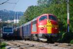 Ein besonderer Augenschmaus komplettierte diesen schnen Nachmittag des 21.8.2009: Sonderzug von Augsburg in den Kosovo mit Strabag Nohab My 1125.