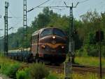 Nohab Ny 1138 (227 004-9) am 21.08.2012 mit einem Bauzug auf der Kbs 480 kurz vor Stolberg. Der Zug wurde auf der Baustelle in Aachen West beladen. Hier in Stolberg wird die Ladung bei der Firma BSR entsorgt und recycelt. Eingestellt ist die Nohab bei dei der Mansfelder Bergwerksbahn.