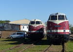 MEG 203 + TEV 228 578 am 13.10.2018 im Eisenbahnmuseum Weimar.