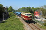 DGV 26057 von Plauen ob. Bahnhof über Weischlitz, Greiz nach Berge/Elster. Hier am 28.05.2023 hatte die 228 757 den Auftrag einen vollen Schotterzug durch das Elstertal zur Baustelle nahe Berga zu bringen. Den Zug mit den blauen Press Schotterwagen in Plauen am Rinnelberg aufgenommen. 