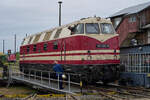 Dienstgespr�ch: W�hrend 118 005 auf der Scheibe des Bw Arnstadt wartet, gibt es Zeit f�r eine Unterhaltung unter Kollegen. (Fotoveranstaltung 01.08.2026)