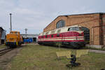 106 100 und 118 005 warten neben der Drehscheibe des Bw Arnstadt auf ihre n�chsten Eins�tze.