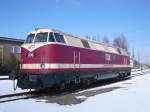 Lok 206 der MEG (228 748-0) sonnte sich in Bhlen bei Leipzig, am 07.03.10.